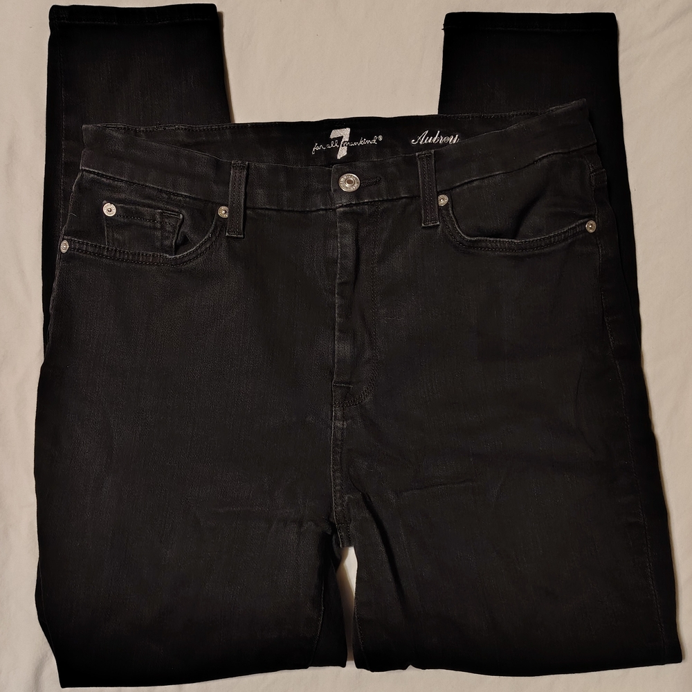 7 For All Mankind Aubrey High Rise Skinny Black Women's Jeans Size 32